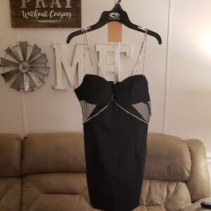 Heiress Black Strapless Dress with Chain Straps Nwt Medium